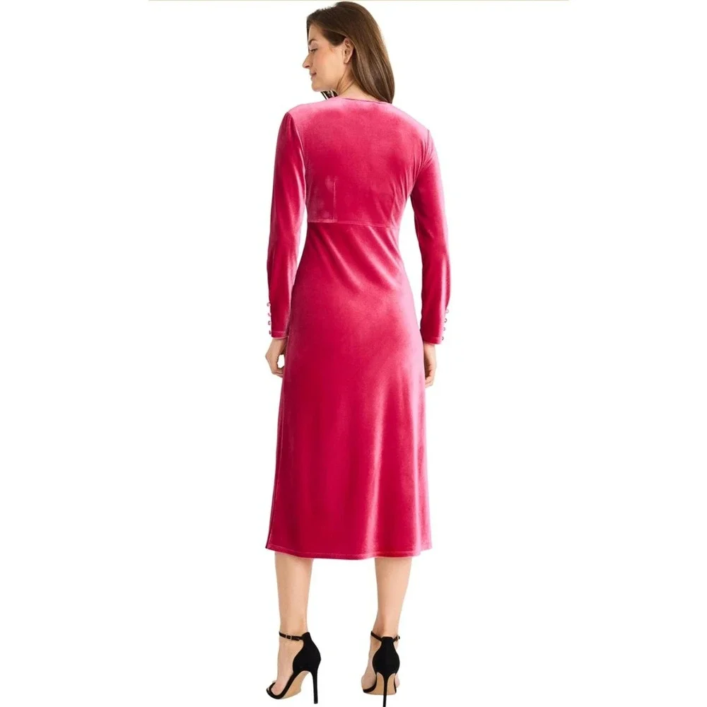Maggy London Velvet Twist Front Midi Dress Cherry Pink Womens Size 6 Festive NWT